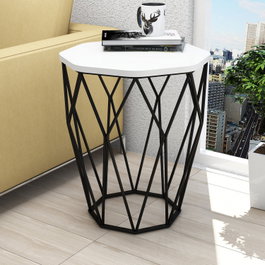 Hanah Home Sofya Mesa Auxiliar Blanco y Negro